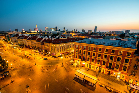 在华沙老城的顶视图