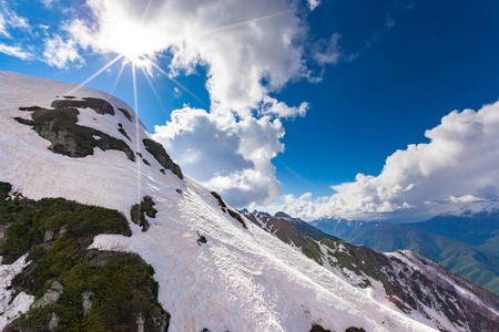 在高加索山脉的滑雪胜地, 罗莎峰, 索契, 俄罗斯