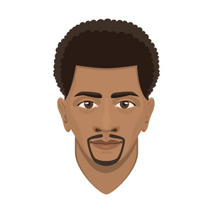 非洲人物年轻的非洲男子头像字符男性脸人像卡通人物矢量插图照片