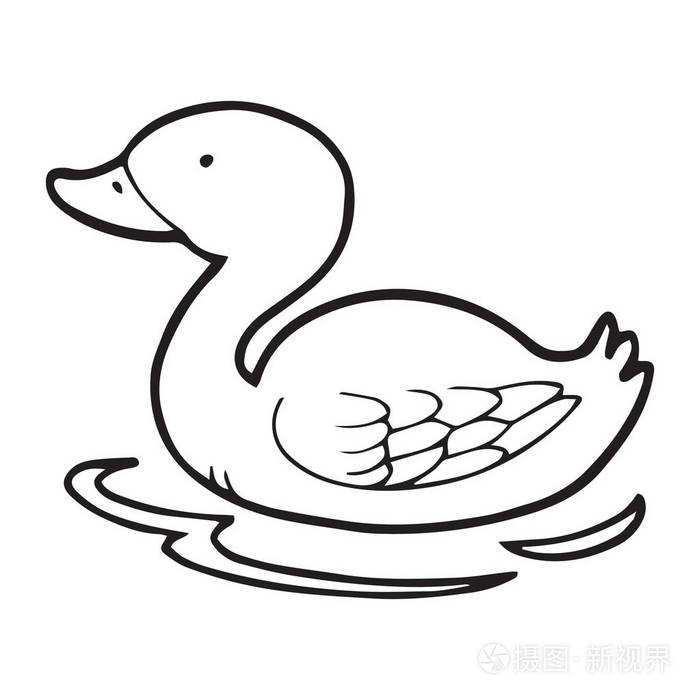 可爱的卡通鸭白色背景的儿童版画t恤彩色书有趣和友好的性格的孩子