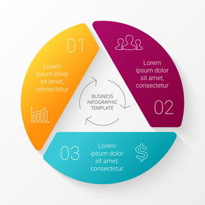 矢量圆图。用于循环图 图 演示文稿和圆图的模板。经营理念与选项 零件 步骤或过程。线性图形