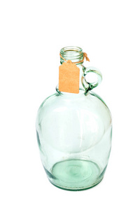 旧的 浅绿色的玻璃瓶与纸标签 2