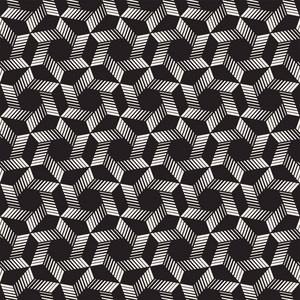 矢量无缝条纹图案.现代时尚的质感与单色格架.重复几何六边形网格.