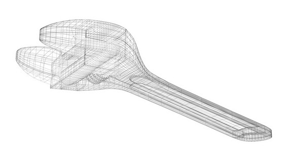 孤立在背景上的可调扳手