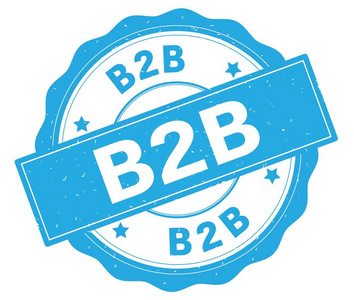 B2b 文本, 写在青色圆形徽章上