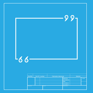 文本报价标志。图标的蓝图模板上的白色部分
