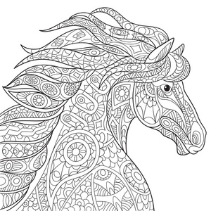 程式化的 zentangle 马zentangle 风格化的大象程式化的 zentangle 鱼