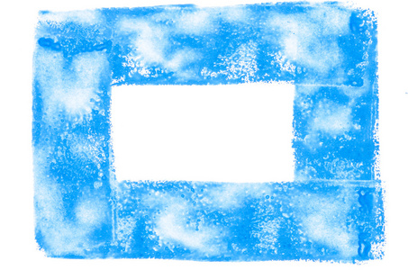 画框架在白色背景上的蓝色水彩
