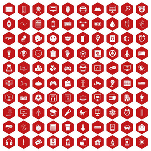 100 应用程序图标六角红色