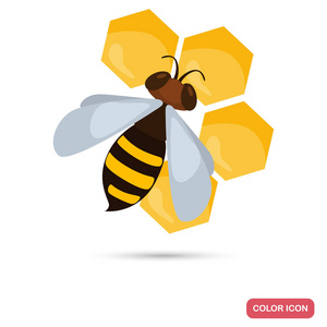 蜂与蜂窝颜色平的图标