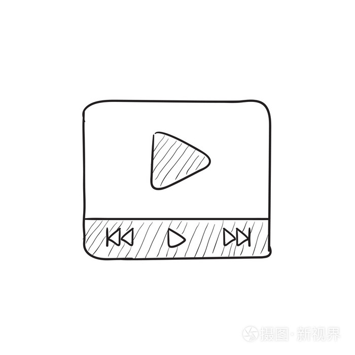 视频播放器素描图标插画-正版商用图片0ej49v-摄图新视界