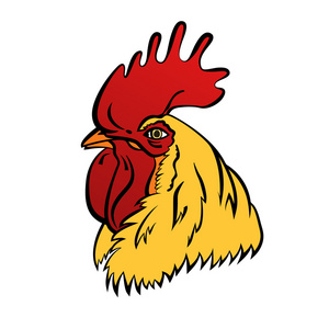 公鸡标志吉祥物。孤立的公鸡头矢量图