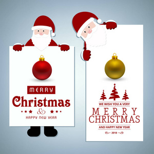 时尚圣诞贺卡与圣诞老人条款和球, 矢量, 插图
