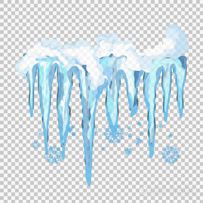 矢量的冰柱和雪元素剪贴画。不同的雪帽