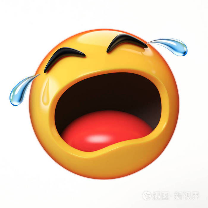 哭泣的表情孤立的白色背景表情符号在泪水3d渲染