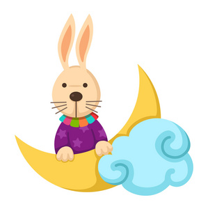 中国十二生肖.在月球上的两只兔子可爱的