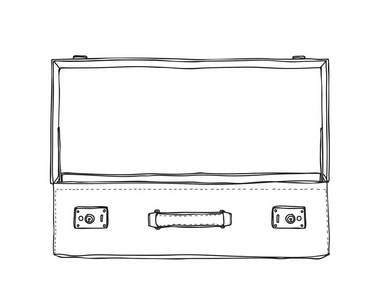 手提箱复古手绘可爱矢量线艺术插图