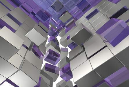 抽象的 3d 立方体灰色的紫罗兰色的多维数据集