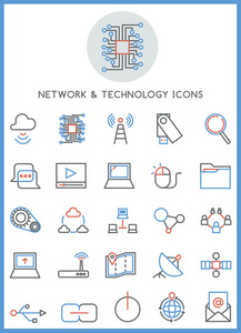 网络与技术图标设置矢量设计