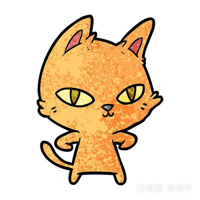 卡通猫凝视的矢量插图插画-正版商用图片0ejvap-摄图新视界