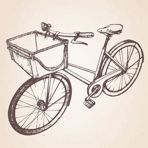 手工绘制的复古自行车