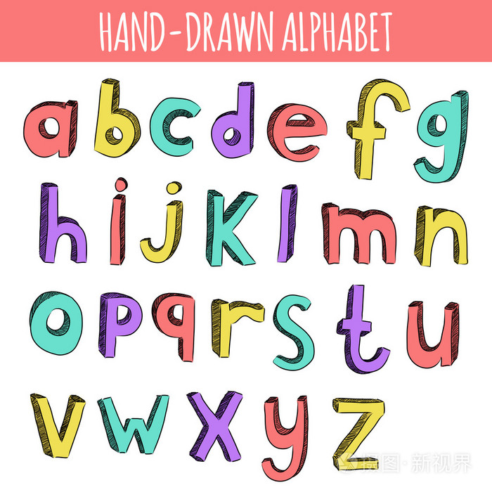手绘彩色英文字母