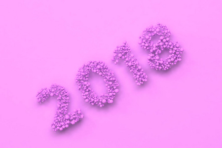 2018数字从紫罗兰色的球在紫罗兰色背景