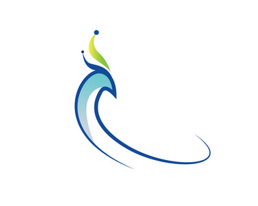 抽象的装饰壁纸有尾巴的孔雀的多彩风格的剪影.矢量徽标模板概念图.