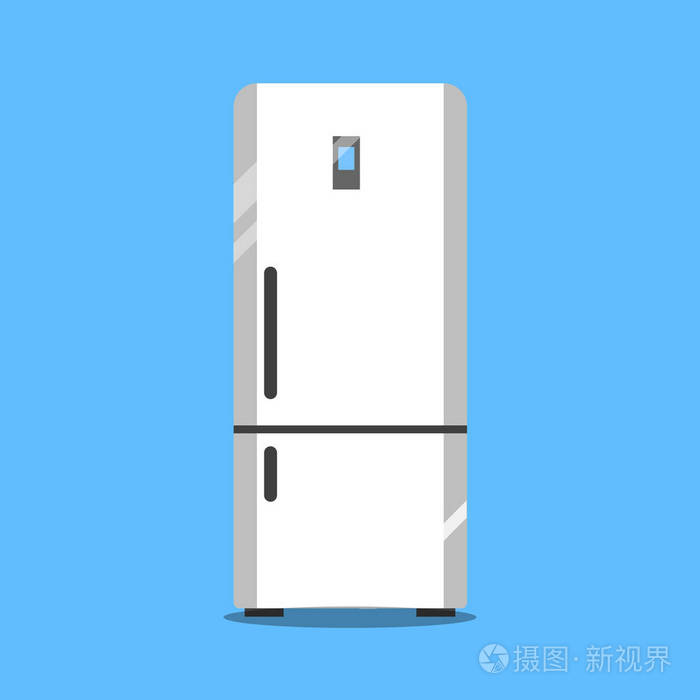 平板冰箱图标。在蓝色背景上隔离的矢量插图