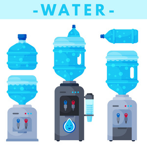 送水服务不同水瓶矢量元素