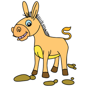 可爱的卡通骡子在白色背景的儿童版画, t恤, 彩色书, 有趣和友好的