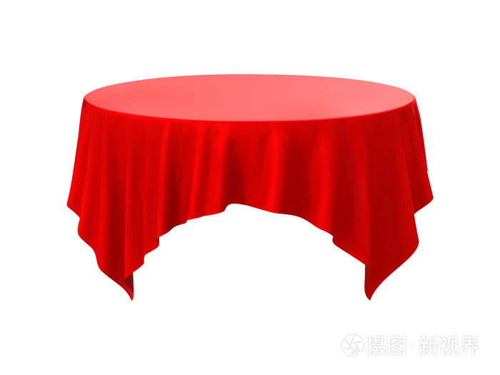 桌布的红色圆桌会议在白色背景上插画 正版商用图片0ek5qd 摄图新视界