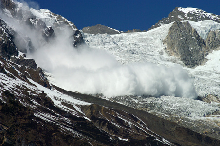 在山区雪崩