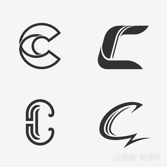 组的字母 c 标志, 标识, 图标设计模板元素