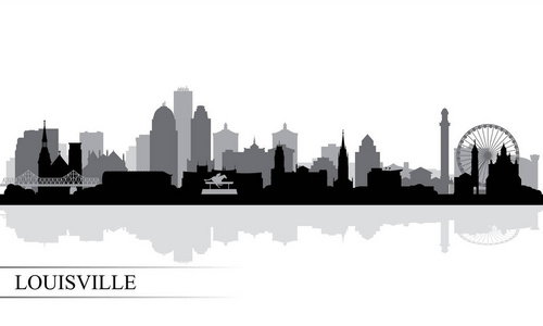 路易斯维尔城市天际线剪影背景