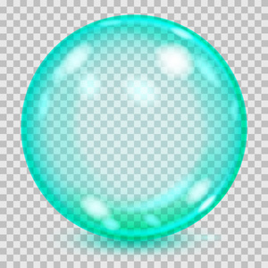 大绿松石透明玻璃球体。矢量的透明度