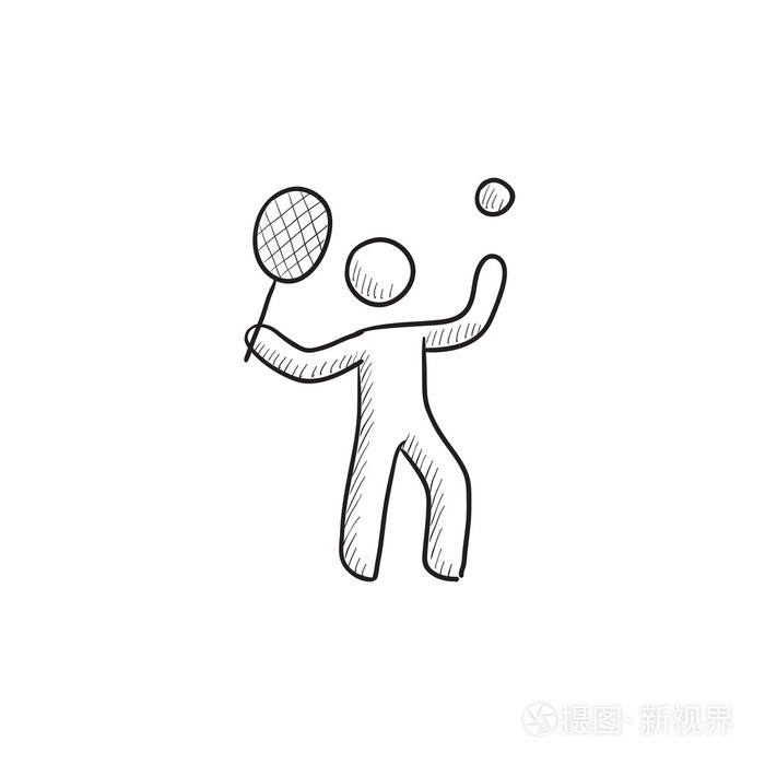男人玩大网球素描图标插画-正版商用图片0ekcsp-摄图新视界