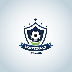 金叉子和金丝带的最小设计.足球俱乐部徽标在和白色的图标.矢量