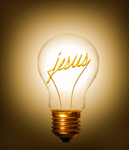 灯泡用词耶稣作为细丝