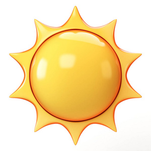 卡通太阳表情隔离在白色背景, 阳光图释3d 渲染