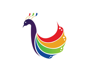 现代鸟类标志-多彩创意孔雀照片