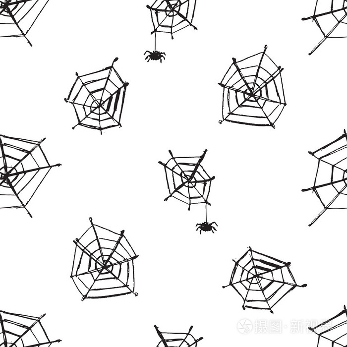 手工绘制的蜘蛛网和蜘蛛