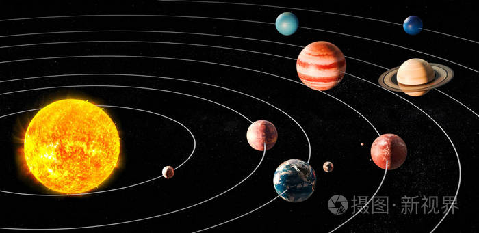 太阳和行星的太阳系 3d 渲染照片 正版商用图片0ekm8c 摄图新视界