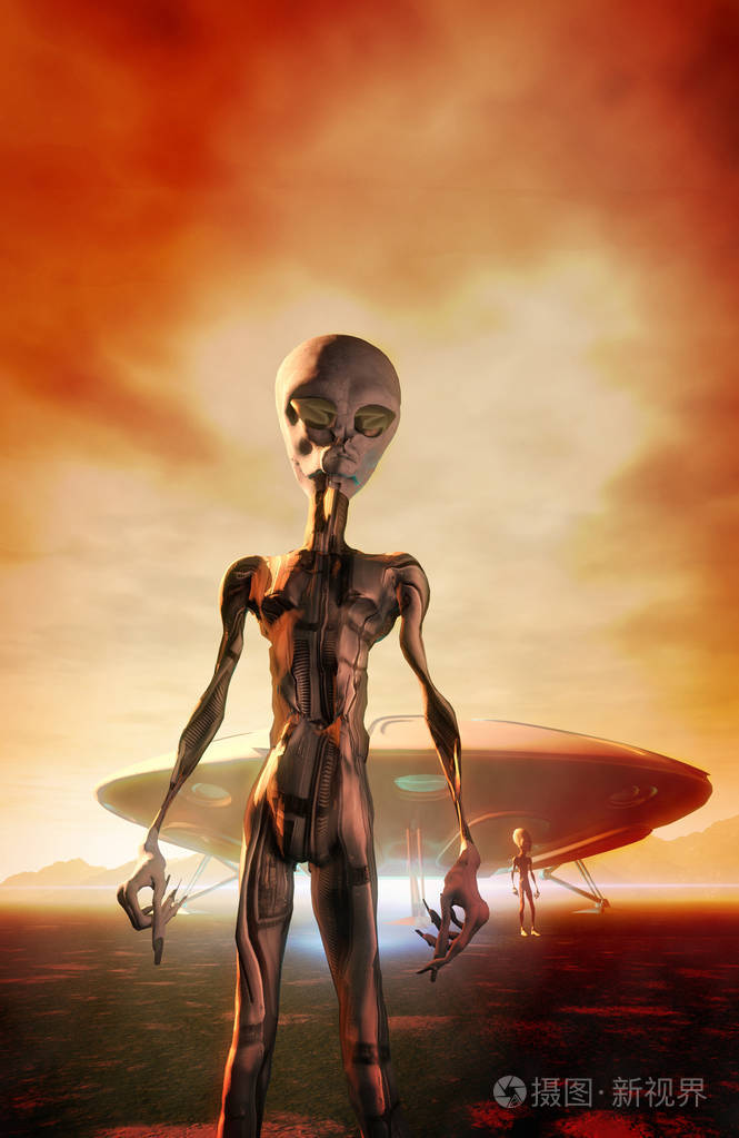 飞碟降落和灰色外星人