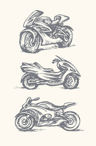 摩托车。矢量绘图
