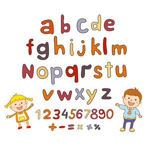 Abc 为孩子字母表 插画 矢量 孩子 孩子，有趣