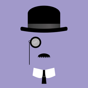 摘下礼帽,单片眼镜插画