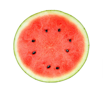 西瓜一半孤立在白色背景上的西瓜的一半照片