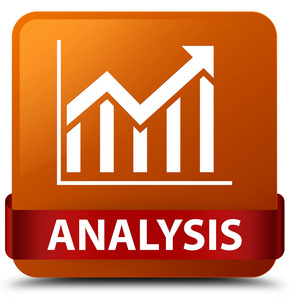 分析 统计图标 棕色方形按钮红色丝带在中间