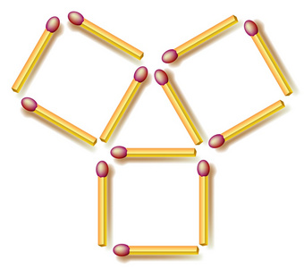 逻辑谜题。移动四根火柴，使十